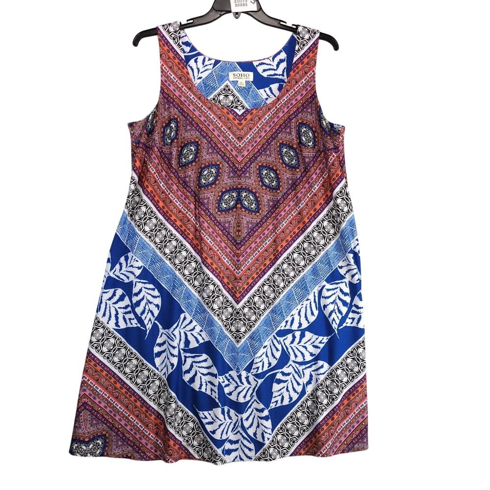 Soho Apparel A-Line Sleeveless Tank Dress Plus Size 1X Flowy Boho Chic Paisley